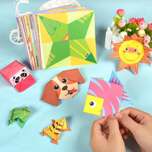 54Pcs/Set Baby Craft Toys Cartoon Animal Origami Paper Cutting Book Kids Paper Cut Puzzle Early Learning Educational Toys Gifts