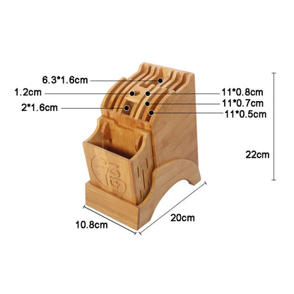 Knife Shelf Wood Kitchen Knife Holder Multifunctional Storage Rack Tool Holder Bamboo Knife Block Stand Kitchen Accessories