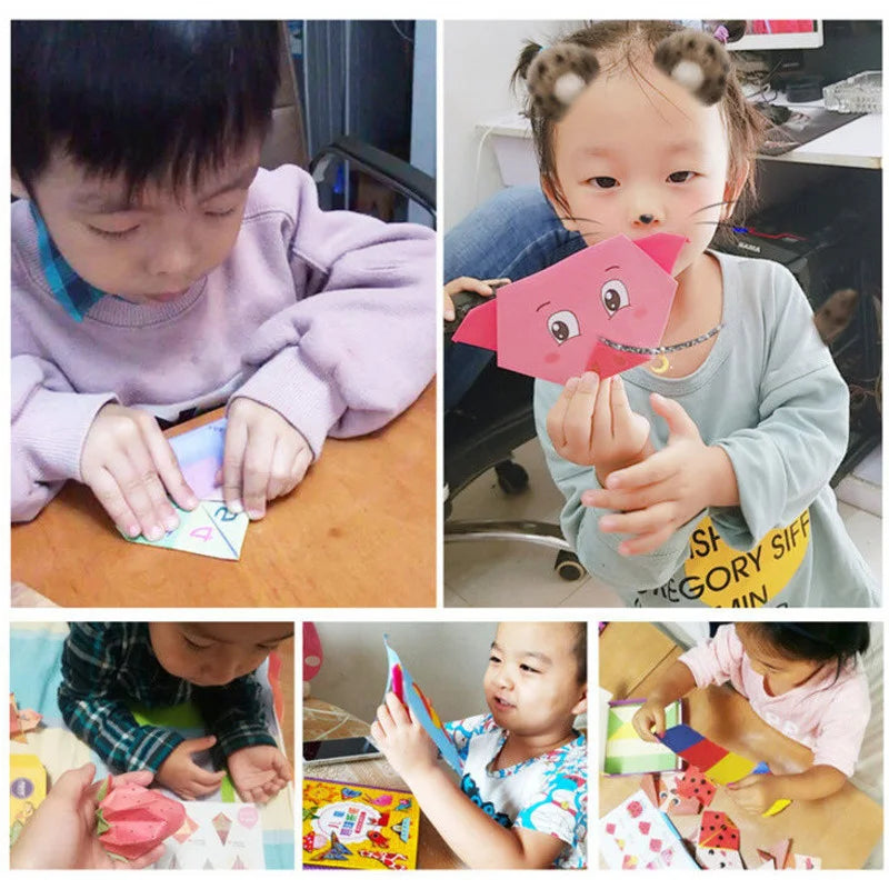 54Pcs/Set Baby Craft Toys Cartoon Animal Origami Paper Cutting Book Kids Paper Cut Puzzle Early Learning Educational Toys Gifts