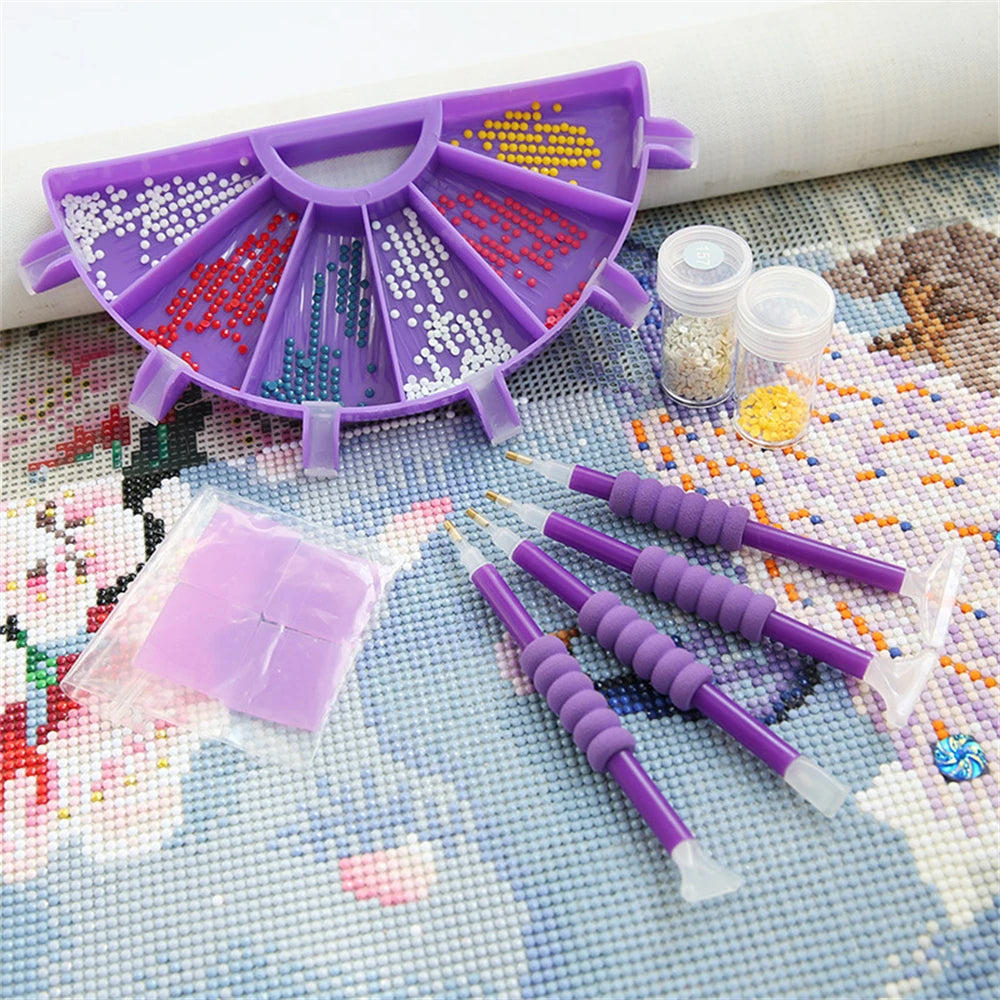 6 Grid Palette Diamond Painting Tray Kits Large Capacity Drill Plate Diamond Painting Pen Nail Art Beading Plates Cross Stitch