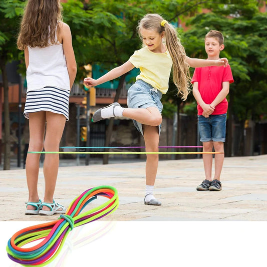 Rainbow Elastic Jump Ropes Gymnastics Rubber Band For Fitness Outdoor Games Children And Adults Juegos Divertidos Kinder Spiele