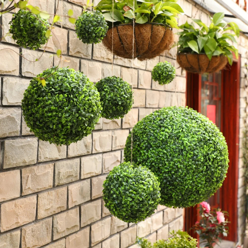 Artificial Plant Topiary Ball Faux Boxwood Decorative Balls for Backyard Balcony Garden Wedding Home Decor Fake Flower Balls