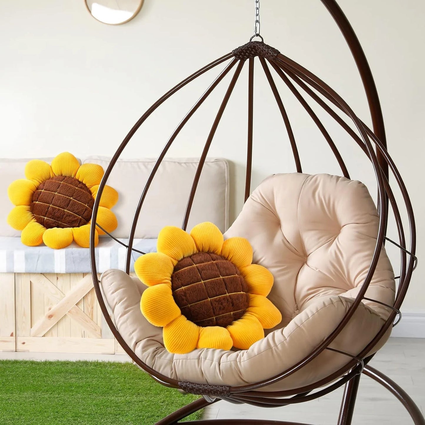 Sunflower Flower Shaped Throw Pillow