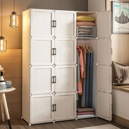 Multifunction Home Bedroom Furniture Simple Wardrobe Assembly Plastic Storage Dressing Small Clothe Cabinet Cloth Partition Rack