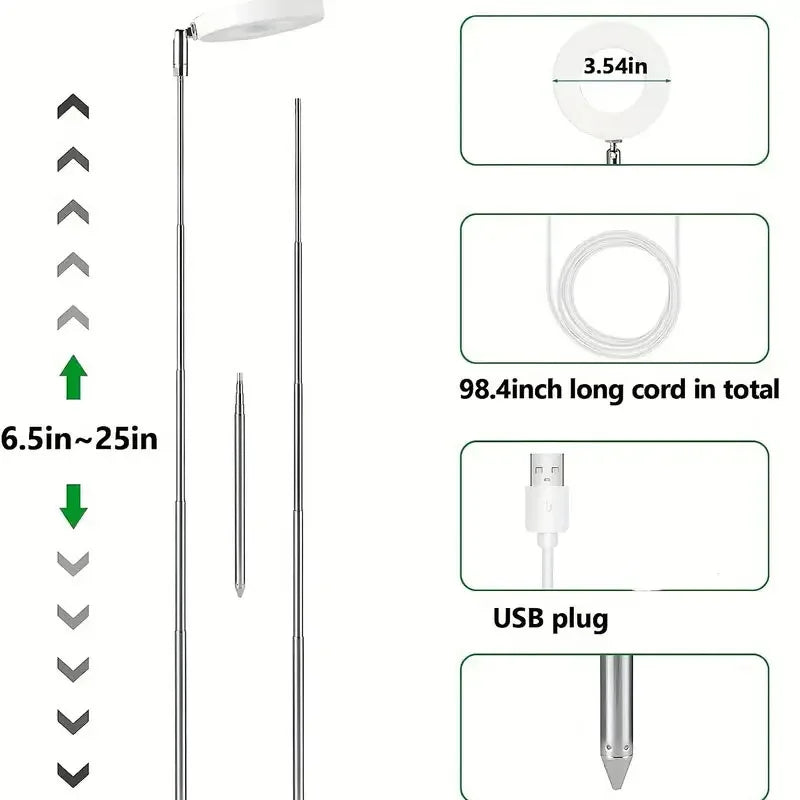 LED Grow Light Full Spectrum Plant Lamp Adjustable Dimmable Growing Lamp LED Hydroponics Lamp with Timer for Indoor Plants Light