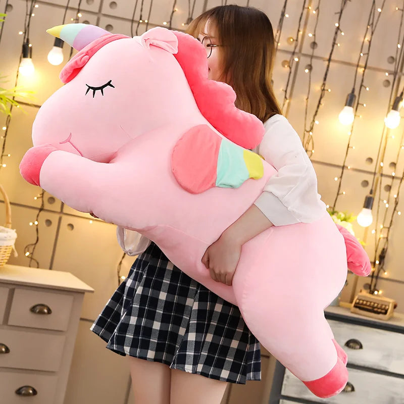 25-100CM Giant Size Unicorn Plush Toy Soft Stuffed Cartoon Unicorn Dolls Animal Horse High Quality Birthday Gift