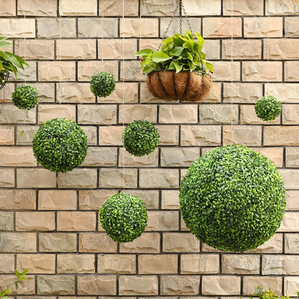 Artificial Plant Topiary Ball Faux Boxwood Decorative Balls for Backyard Balcony Garden Wedding Home Decor Fake Flower Balls