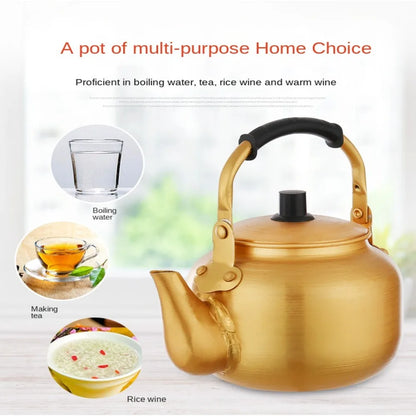 0.75-4L Outdoor Travel Cookware Household Portable Teapot Coffee Pot Water Kettle Gold Aluminum